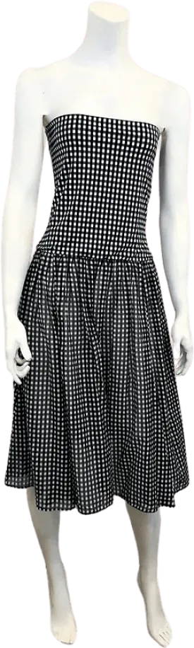 00's Black Gingham Strapless Dress by Caroline Constas New York