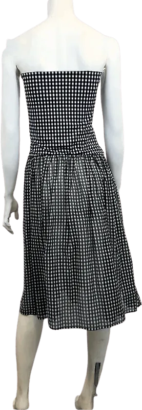 00's Black Gingham Strapless Dress by Caroline Constas New York