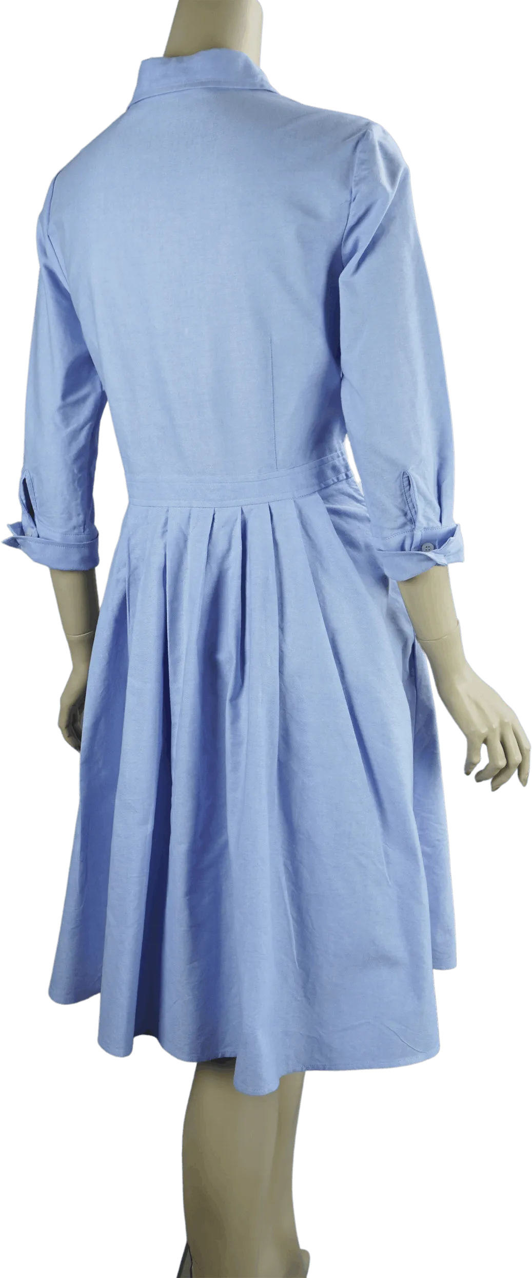 00's Sky Blue Oxford Cloth Full Skirt Shirtwaist Dress by Jny