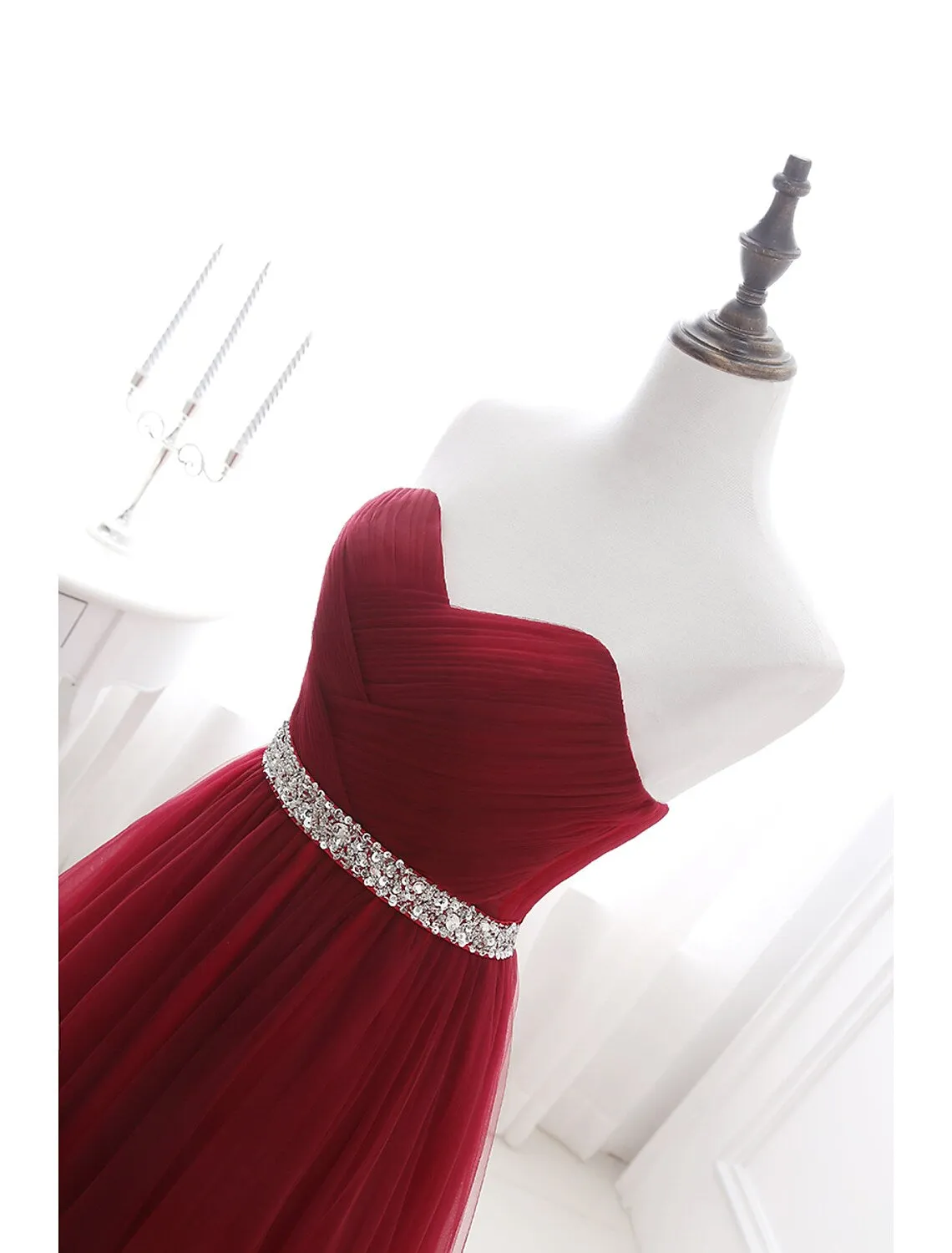 A-Line Elegant Quinceanera Prom Valentine's Day Dress Strapless Sleeveless Chapel Train Satin with Crystals