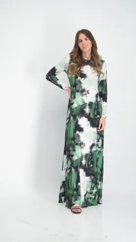 A-line Maxi Dress / Green Tie Dye