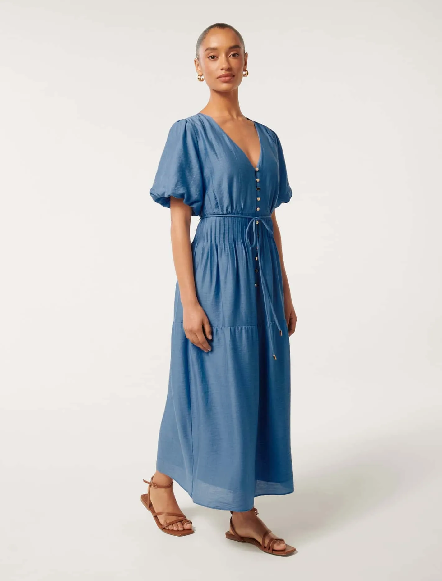 Addison Petite Textured Pintuck Midi Dress