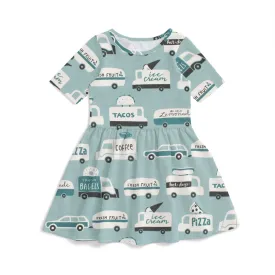 Alberta Dress - Food Trucks Surf Blue