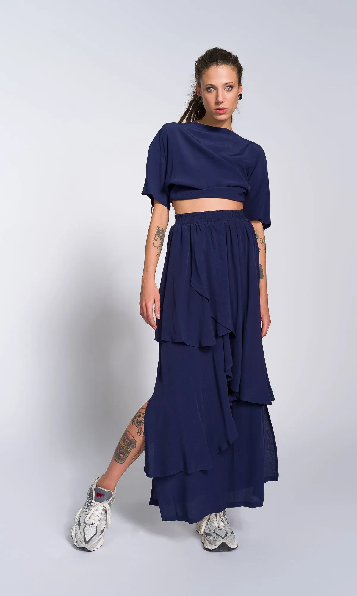 Asymmetric Layered Georgette Skirt