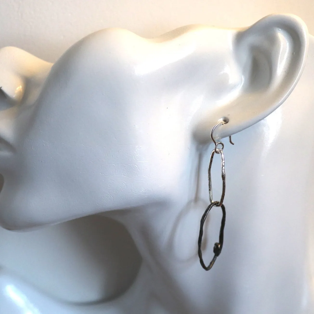 Asymmetrical Organic Loop Drop Earrings