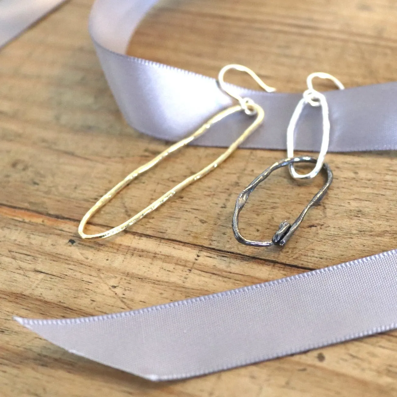 Asymmetrical Organic Loop Drop Earrings