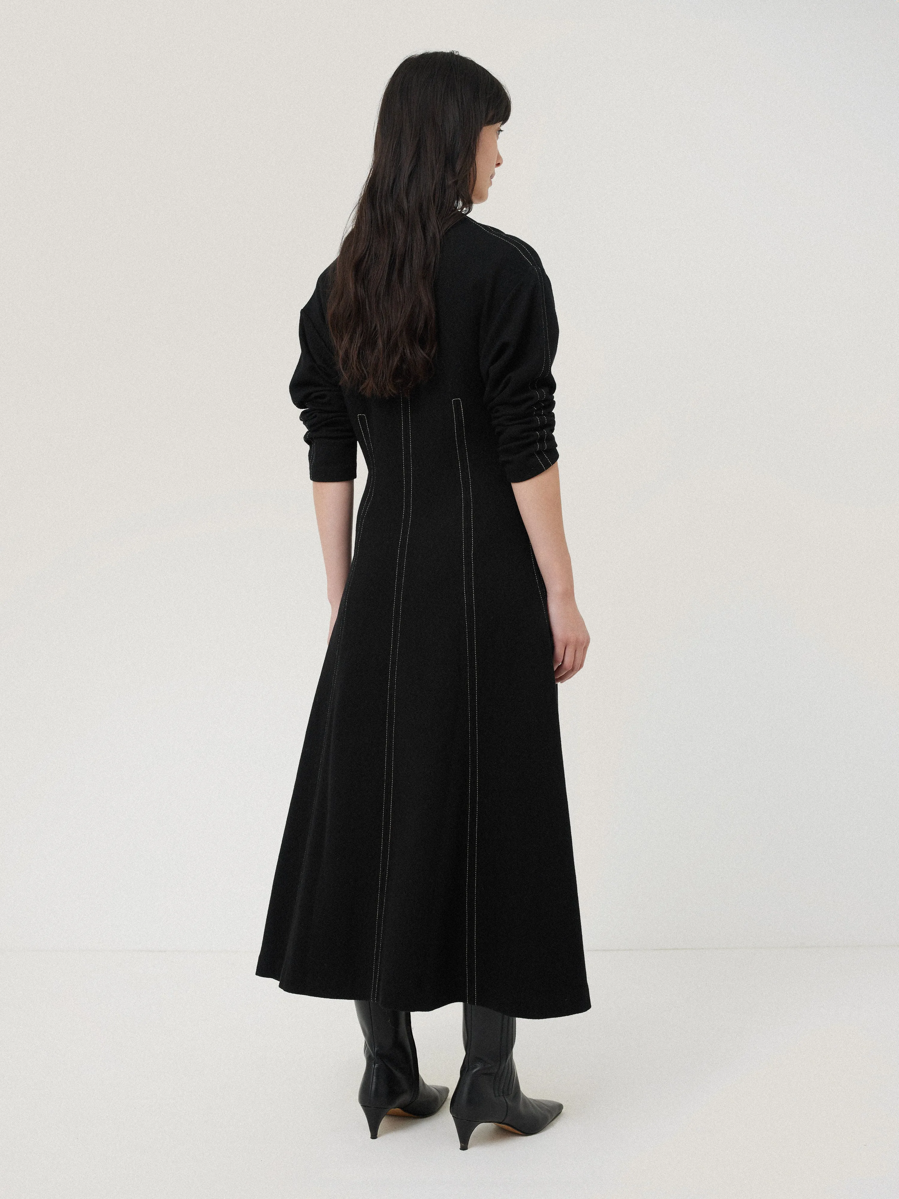 Batwing Stitched Dress | Black