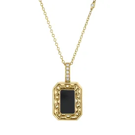 BLACK ONYX LINK BORDER DISK PENDANT