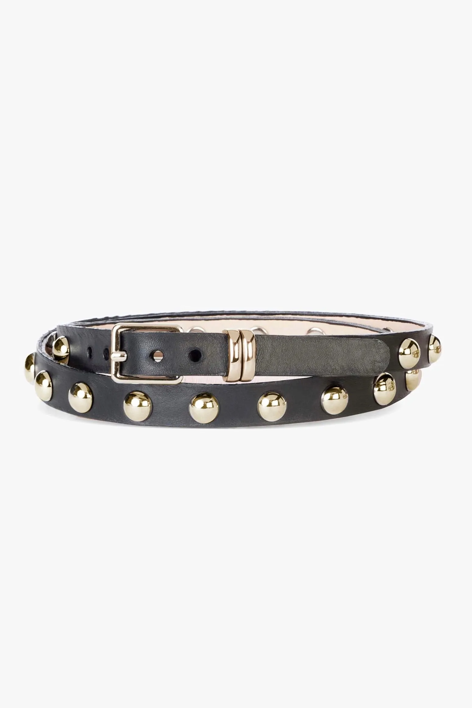 Brave Leather Becca Studded Skinny Bridle Leather Belt