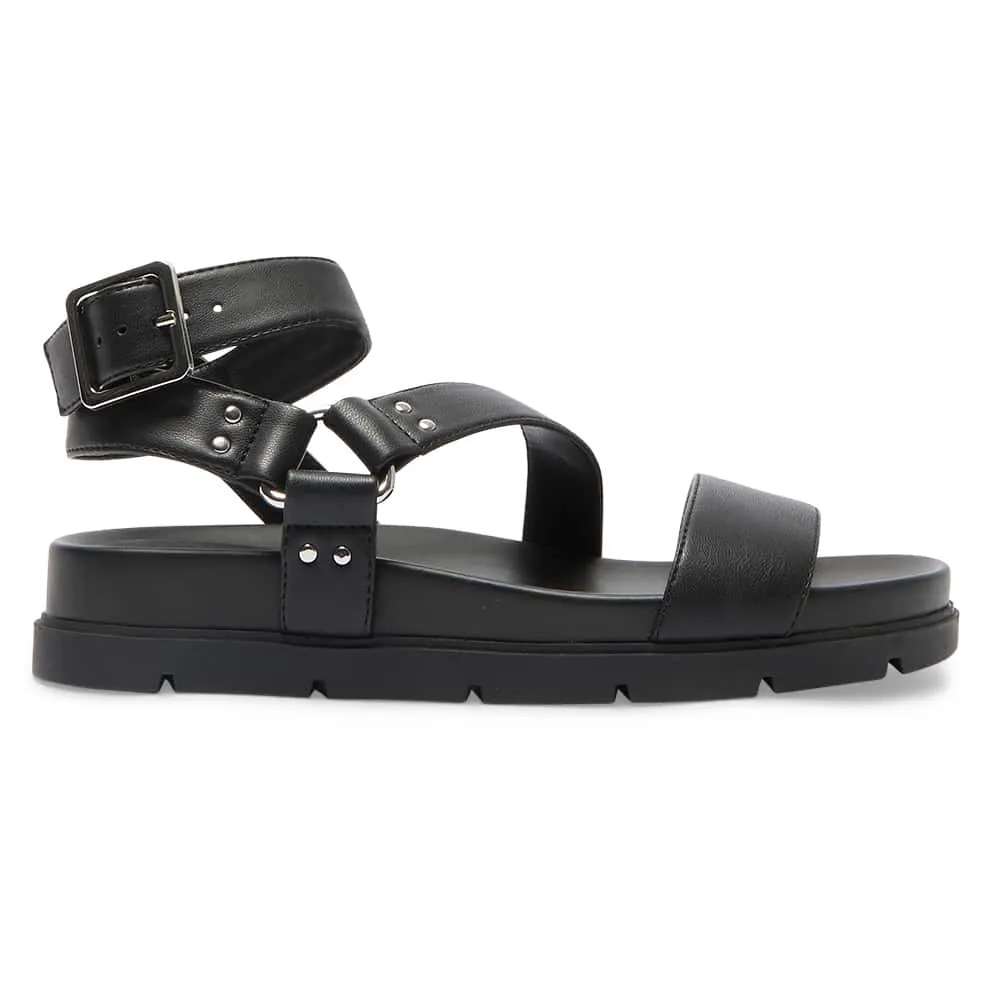 Cancun Sandal in Black Smooth