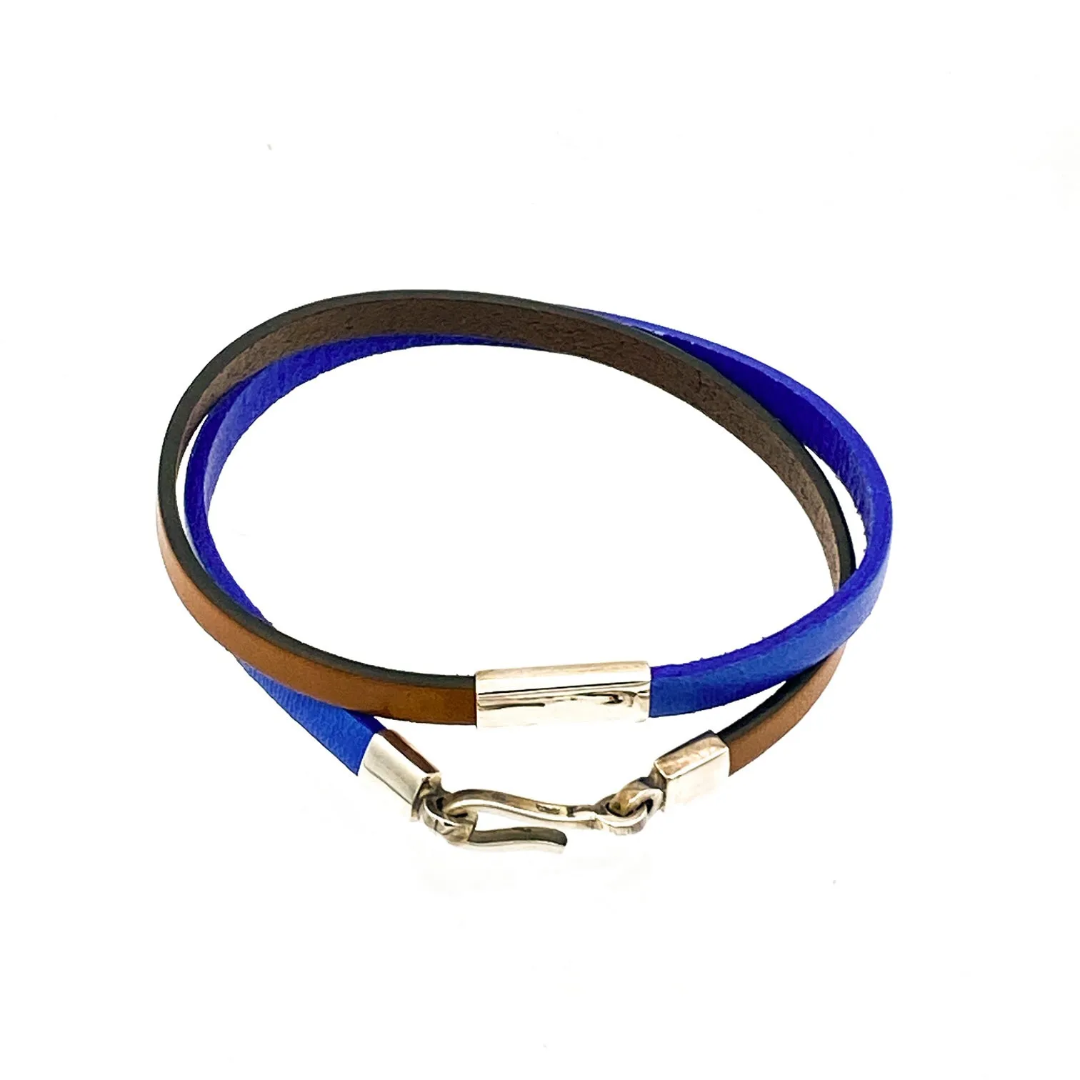 Color-Blocked Leather Double Wrap