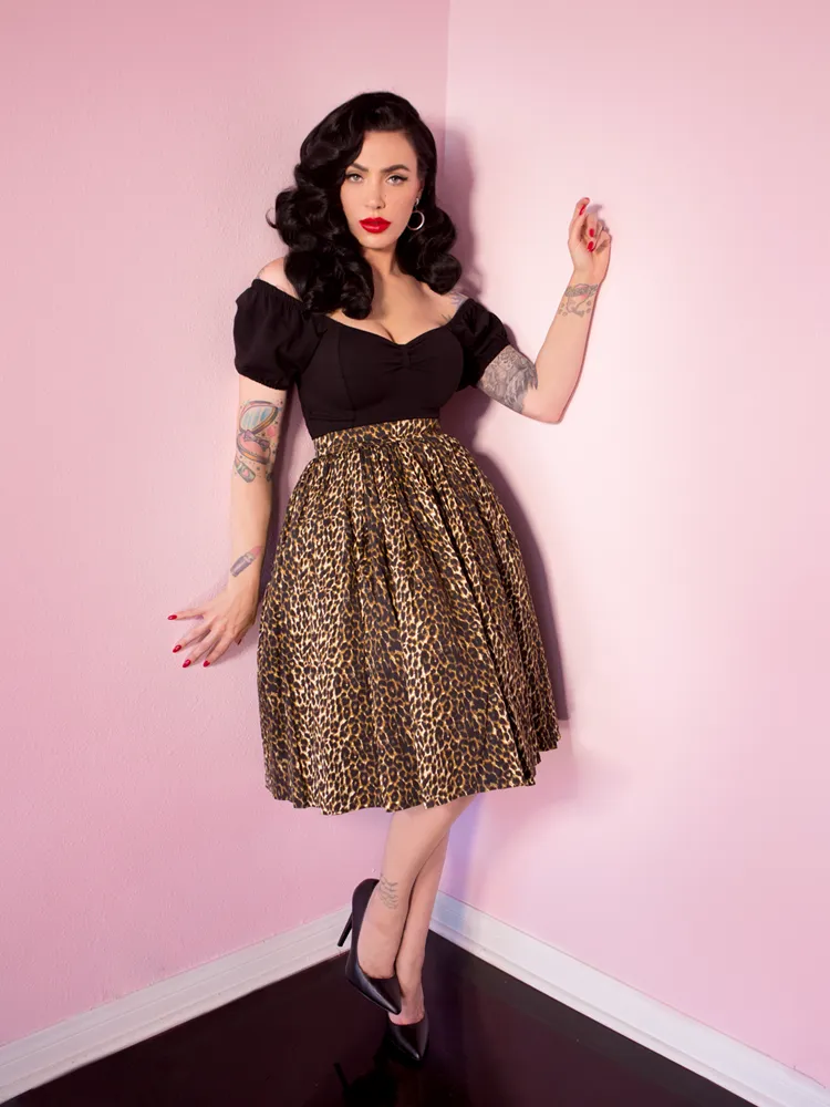 COMING BACK SOON - Vixen Swing Skirt in Wild Leopard Print - Vixen by Micheline Pitt