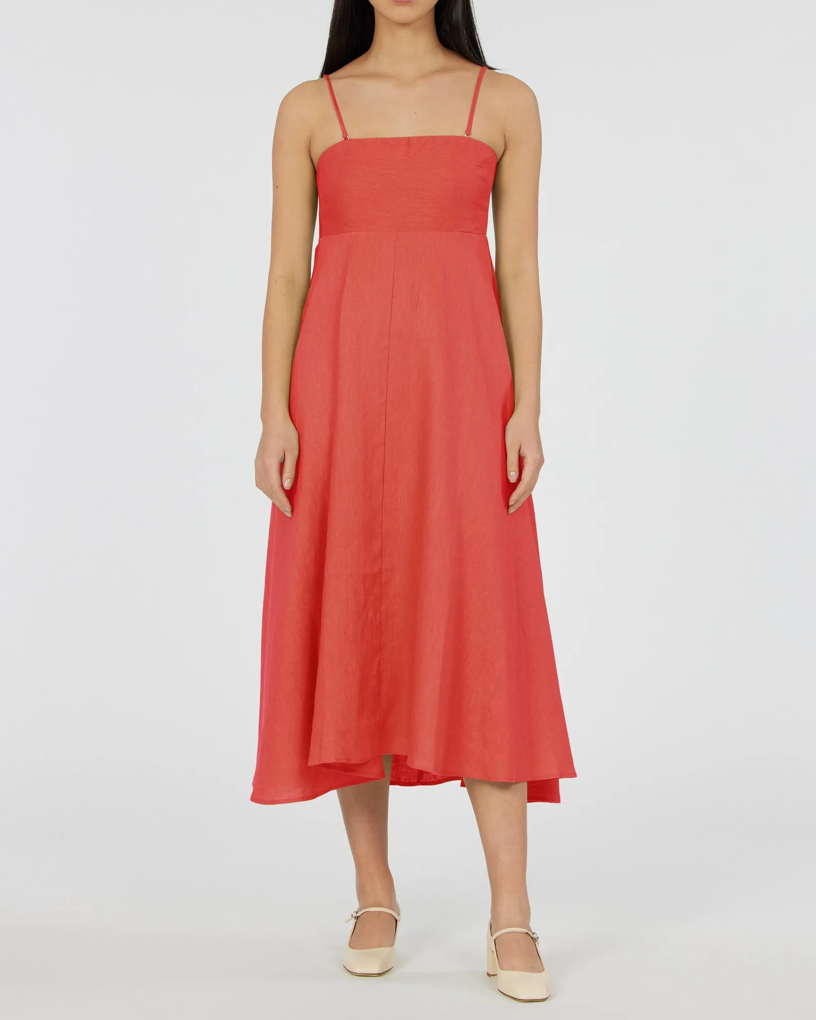 Corinna Linen Midi Dress - Poppy