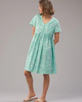 COTTON VEE BUTTON DRESS