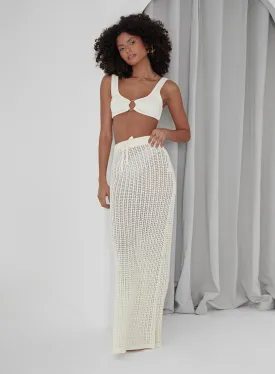 Cream Open Knit Beach Maxi Skirt- Bari