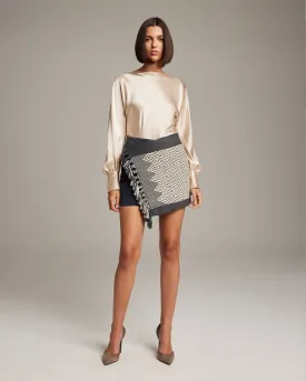 Diamante Mini Wrap Skirt