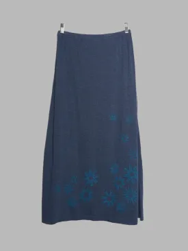 Dirk Bikkembergs blue cotton knit snowflake pattern maxi skirt - L M