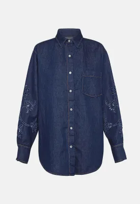 embroidered denim shirt