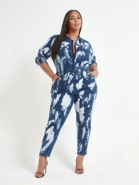 Evie Tie Dye Denim Jumpsuit