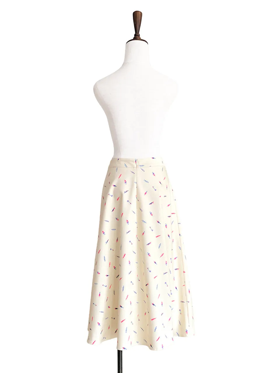 Final Sale! Feather Prints Cotton Blend Lace-up Waist Wrap Skirt