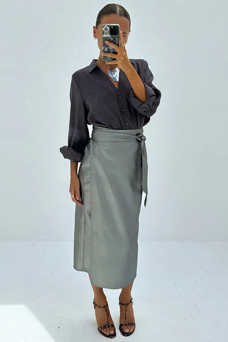 Gunmetal Vegan Leather Jaspre Skirt