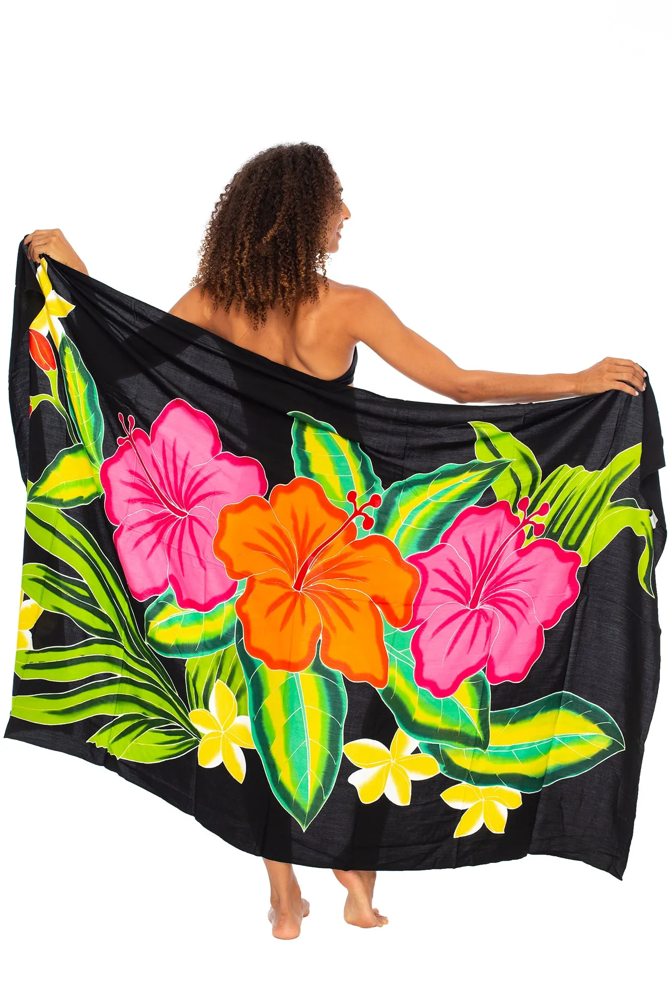 Hand Painted Pareo Sarong Wrap with Coconut Clip