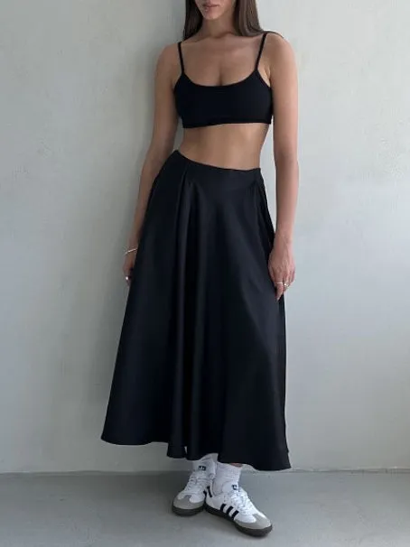 High Waist Satin Maxi Skirt