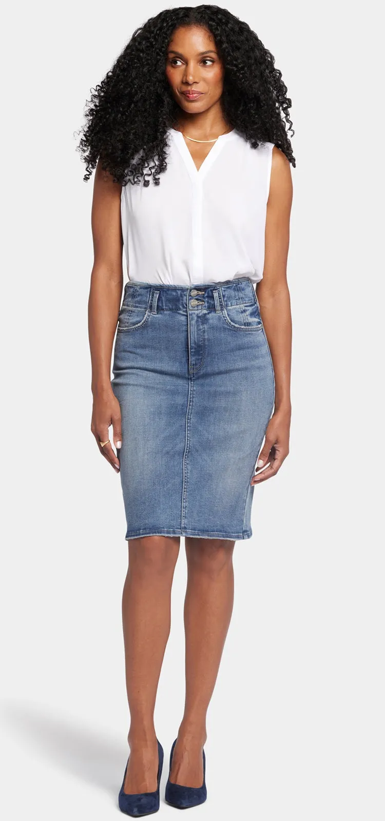 High Waist Skirt Mediumblauw Premium Denim | Rockie