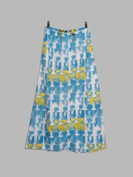 History by Iceberg blue yellow white statue of liberty print maxi skirt