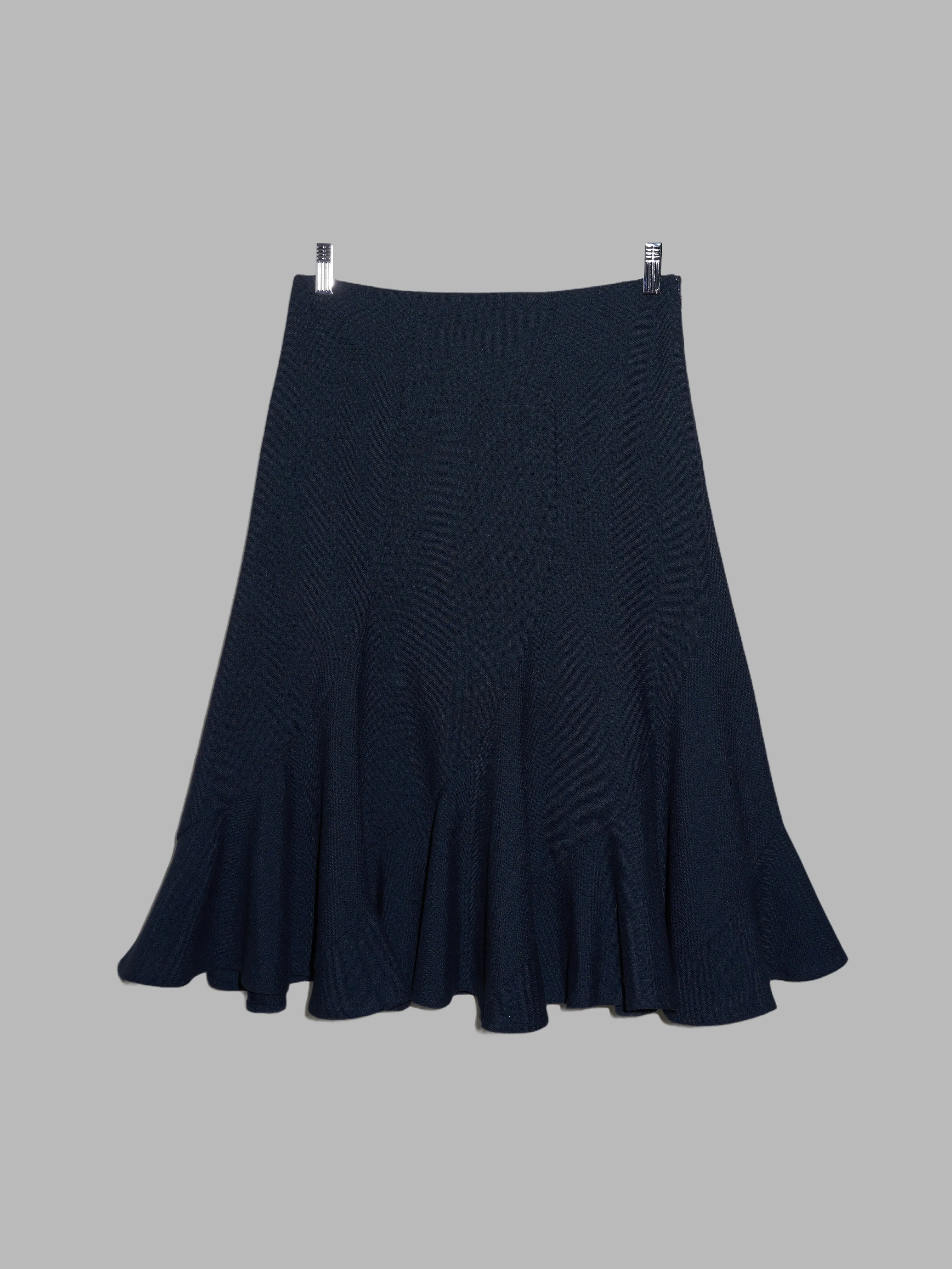 Junya Watanabe Comme des Garcons 2000 dark navy wool poly paneled skirt - M