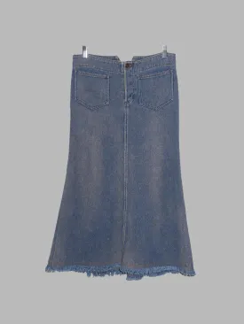 Junya Watanabe Comme des Garcons SS2002 washed cotton raw hem denim skirt - M