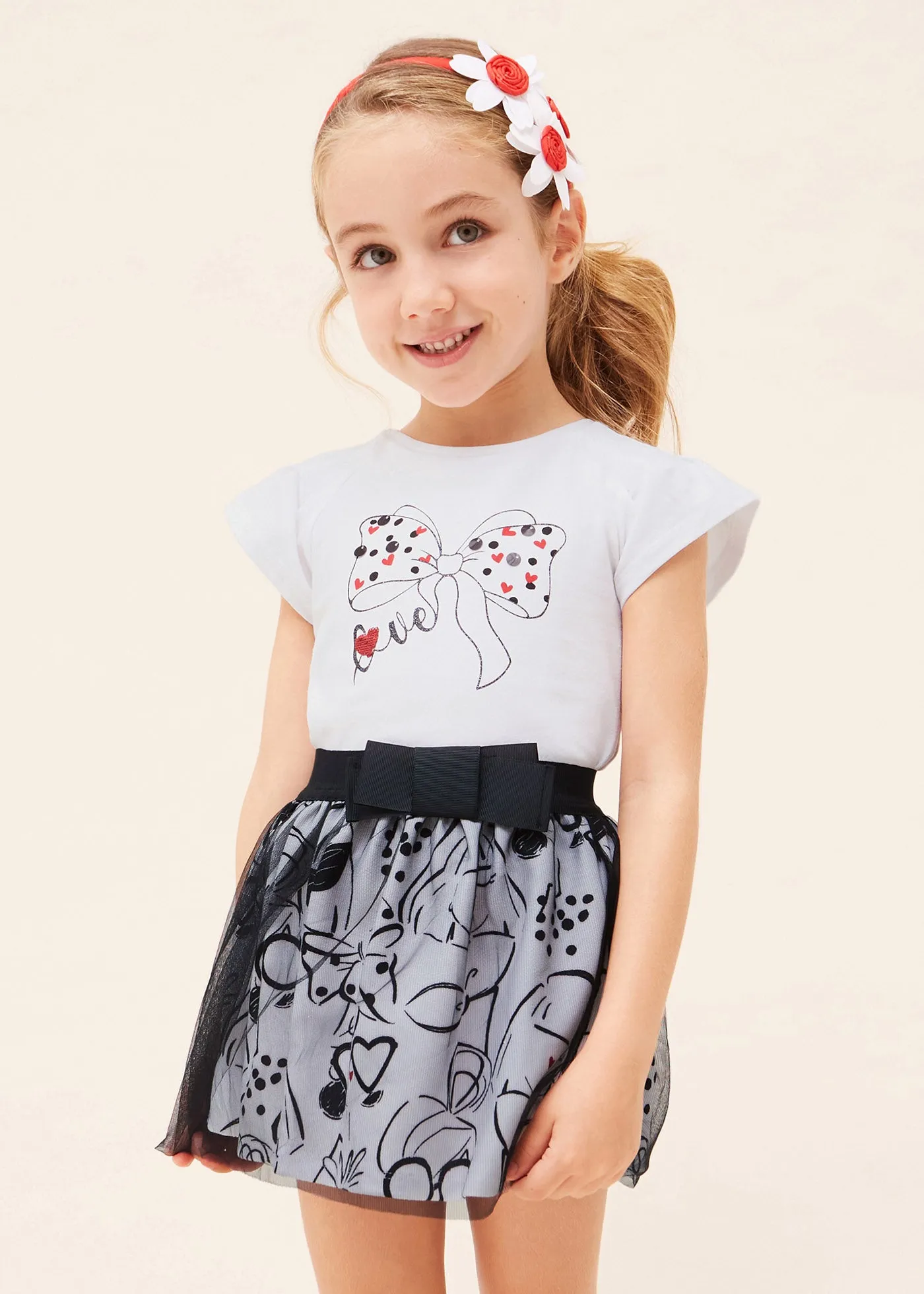 Mayoral Girl Printed Tshirt and Skirt Set