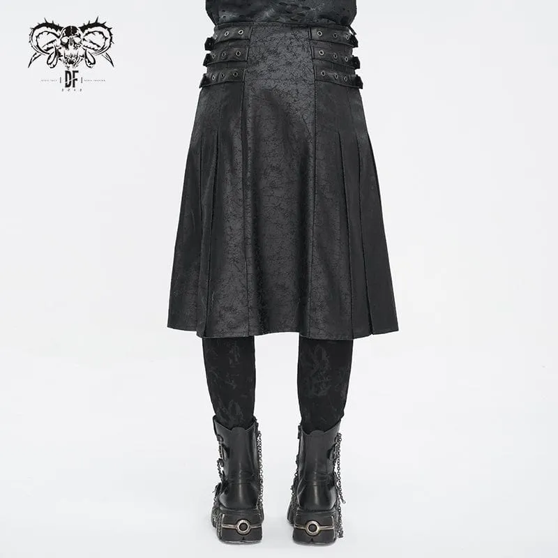 Men's Gothic Chain Multi-buckle Skirt