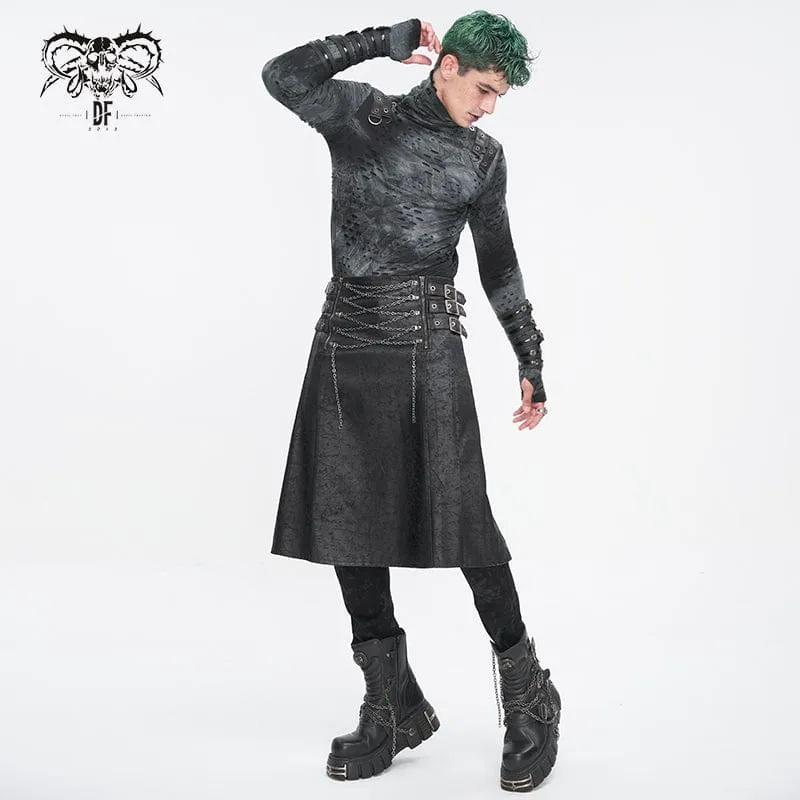 Men's Gothic Chain Multi-buckle Skirt