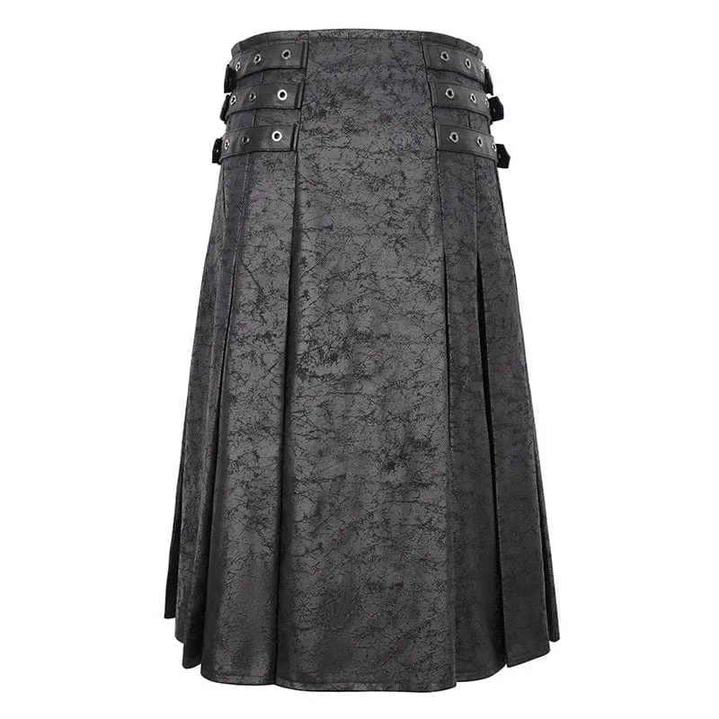 Men's Gothic Chain Multi-buckle Skirt