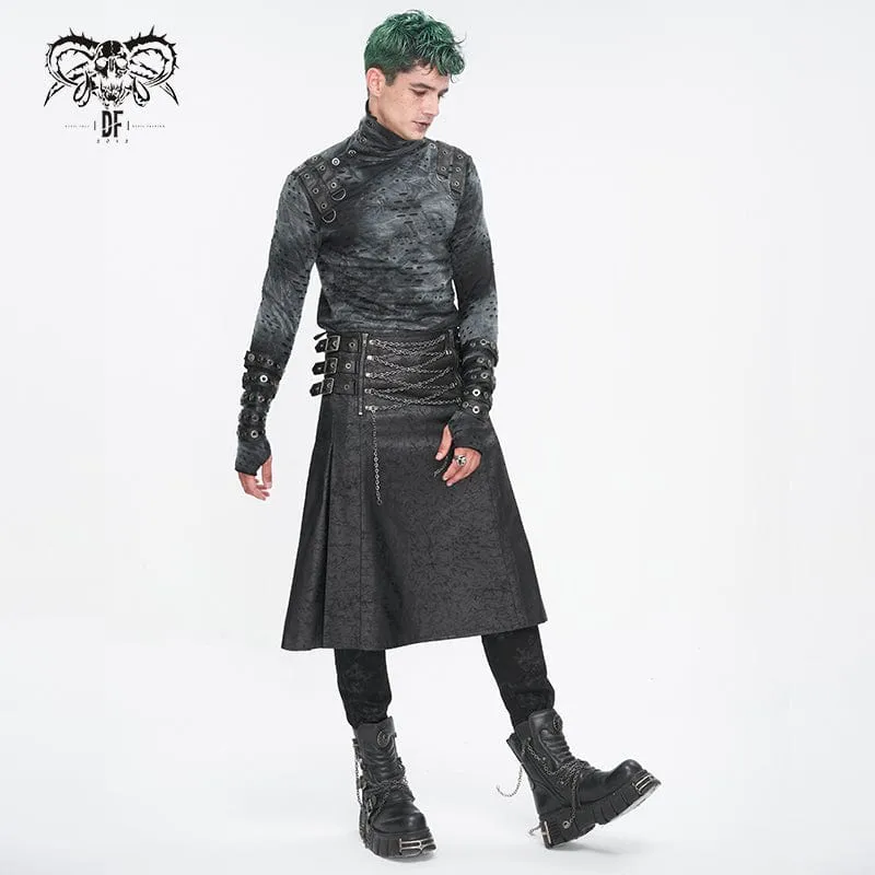 Men's Gothic Chain Multi-buckle Skirt