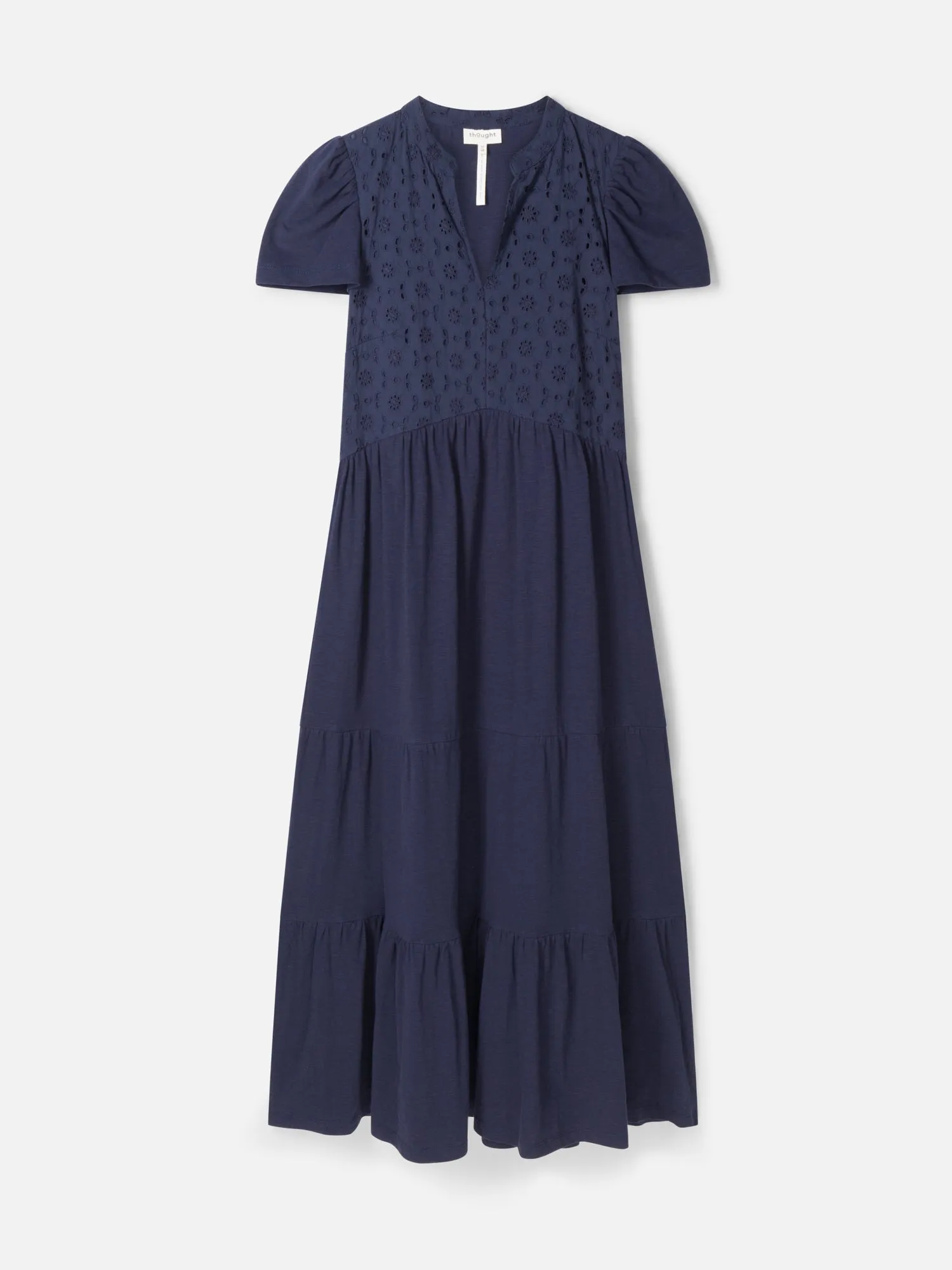 Merope Organic Cotton Broderie Dress - Navy