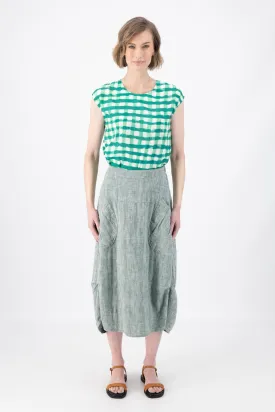 Milwaukee Panorama Skirt Green in Herringbone Linen