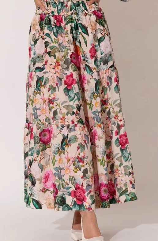 Morgan linen floral skirt