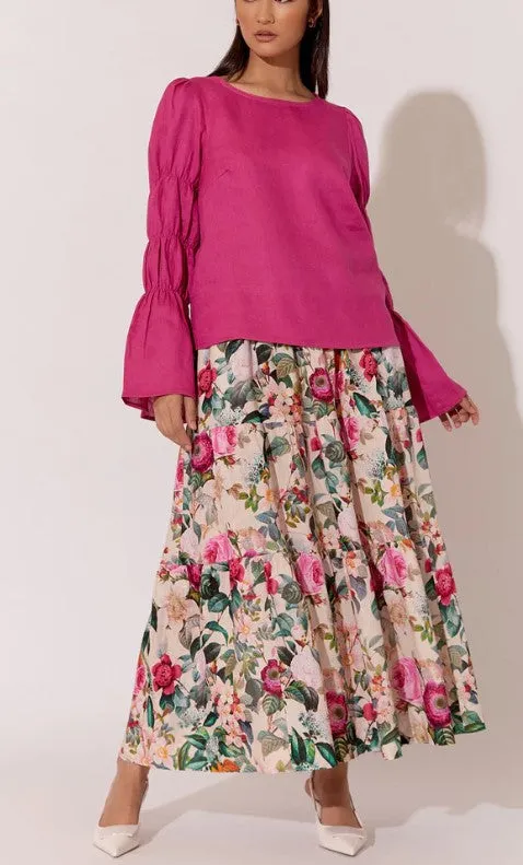 Morgan linen floral skirt