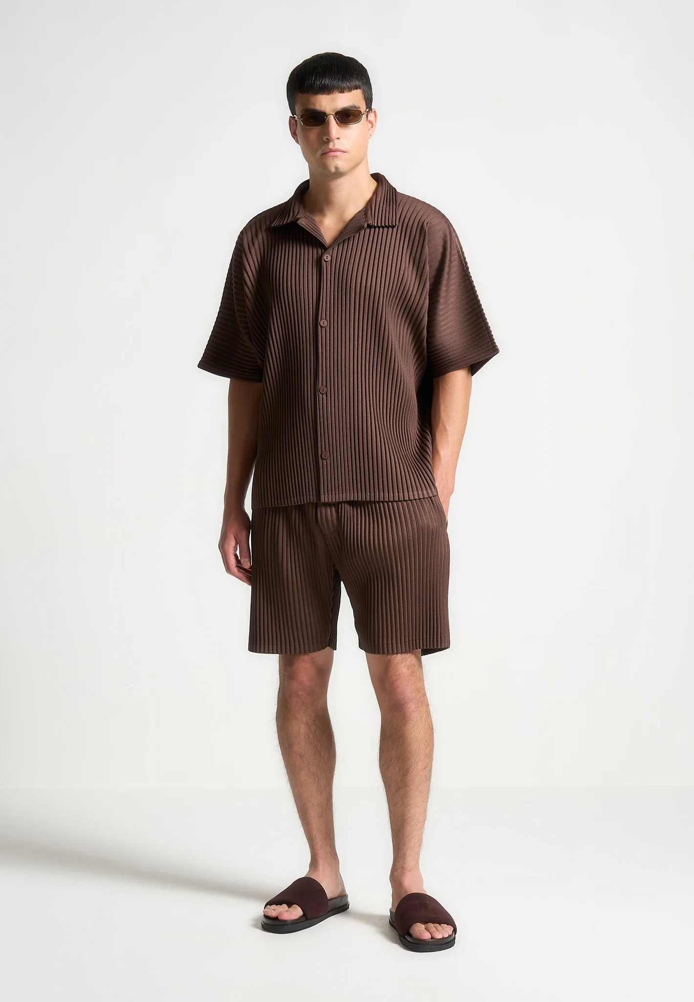 Pleated Shorts - Brown