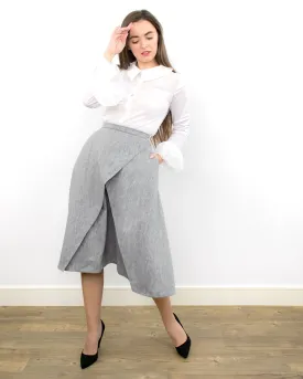 Plya Grey Fit & Flare High Waist Skirt with Pockets