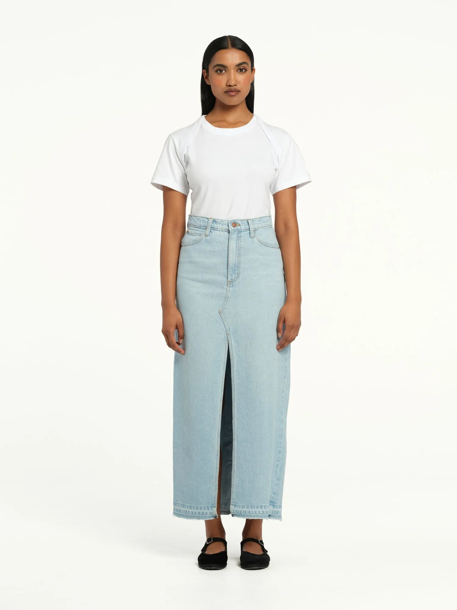 Roxanne Skirt Soft Sky | Linen Denim