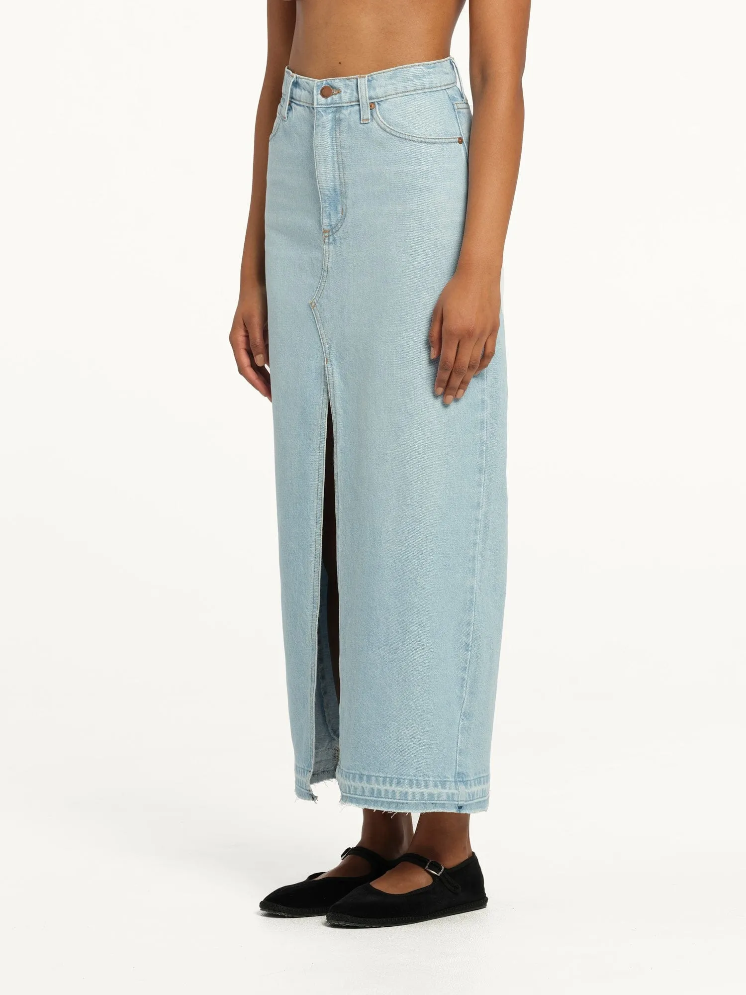 Roxanne Skirt Soft Sky | Linen Denim