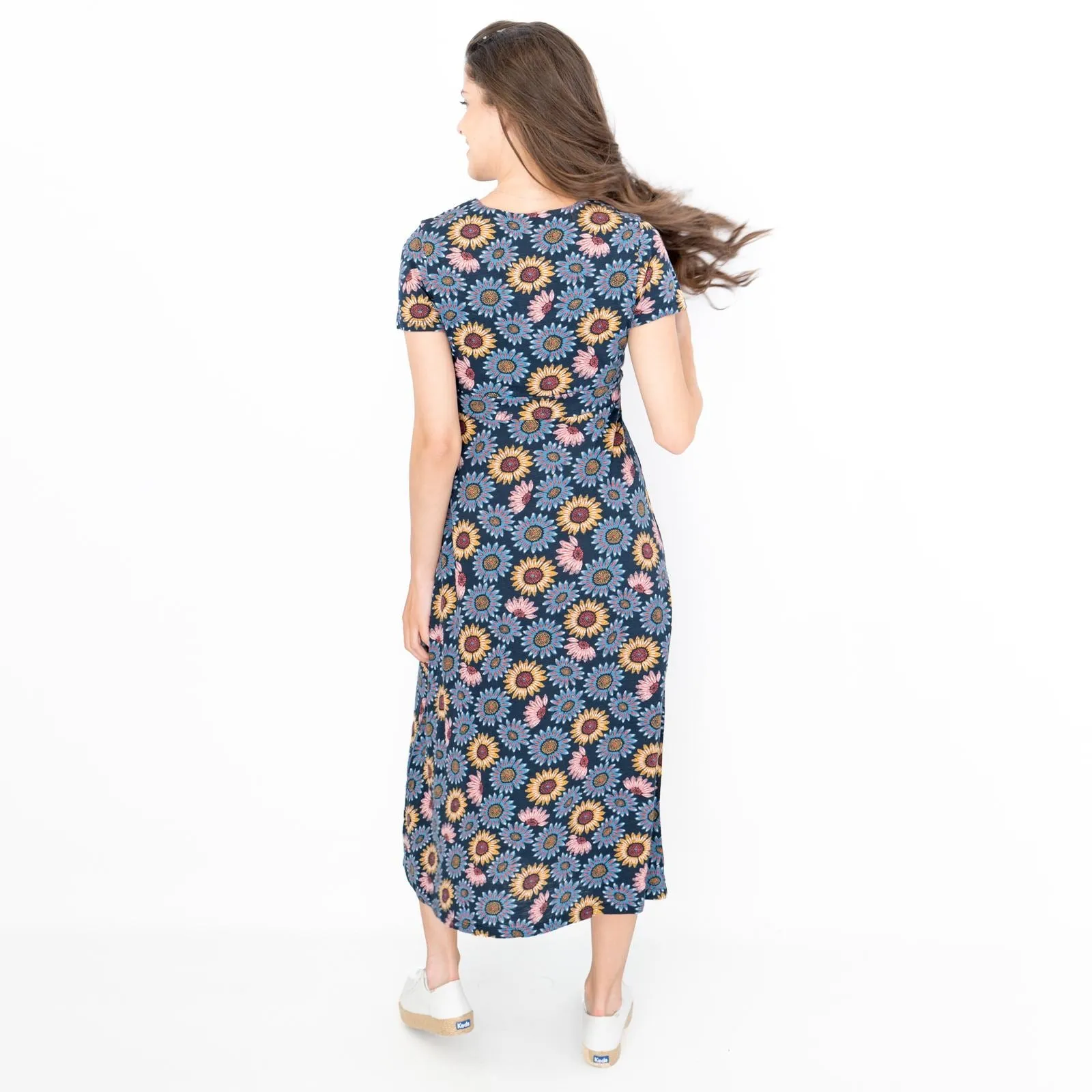 Seasalt Navy Sunflower Chapelle Jersey Midi Dress