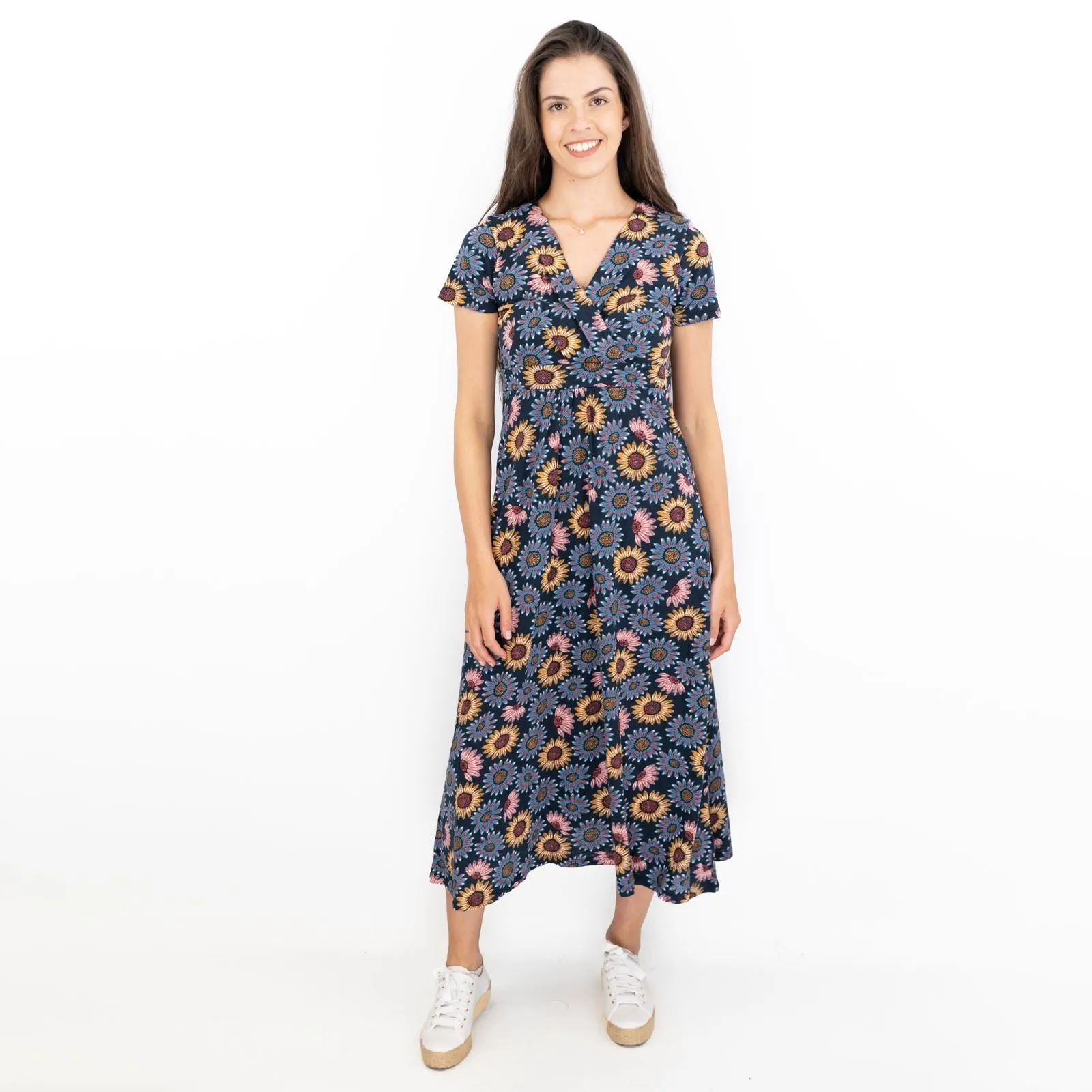 Seasalt Navy Sunflower Chapelle Jersey Midi Dress