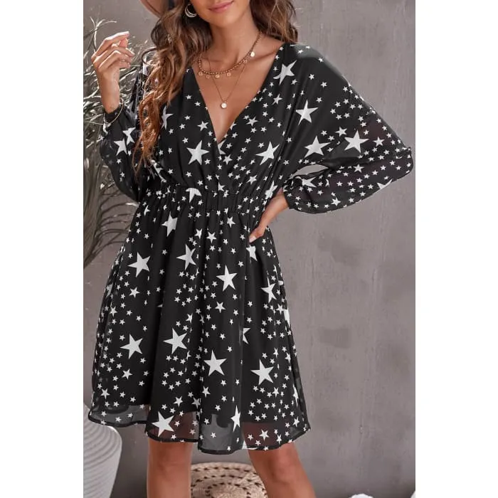 Star Print Wrap Dress