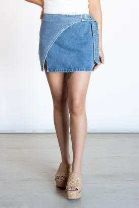 Sweetheart Vibes Denim Wrap Skirt