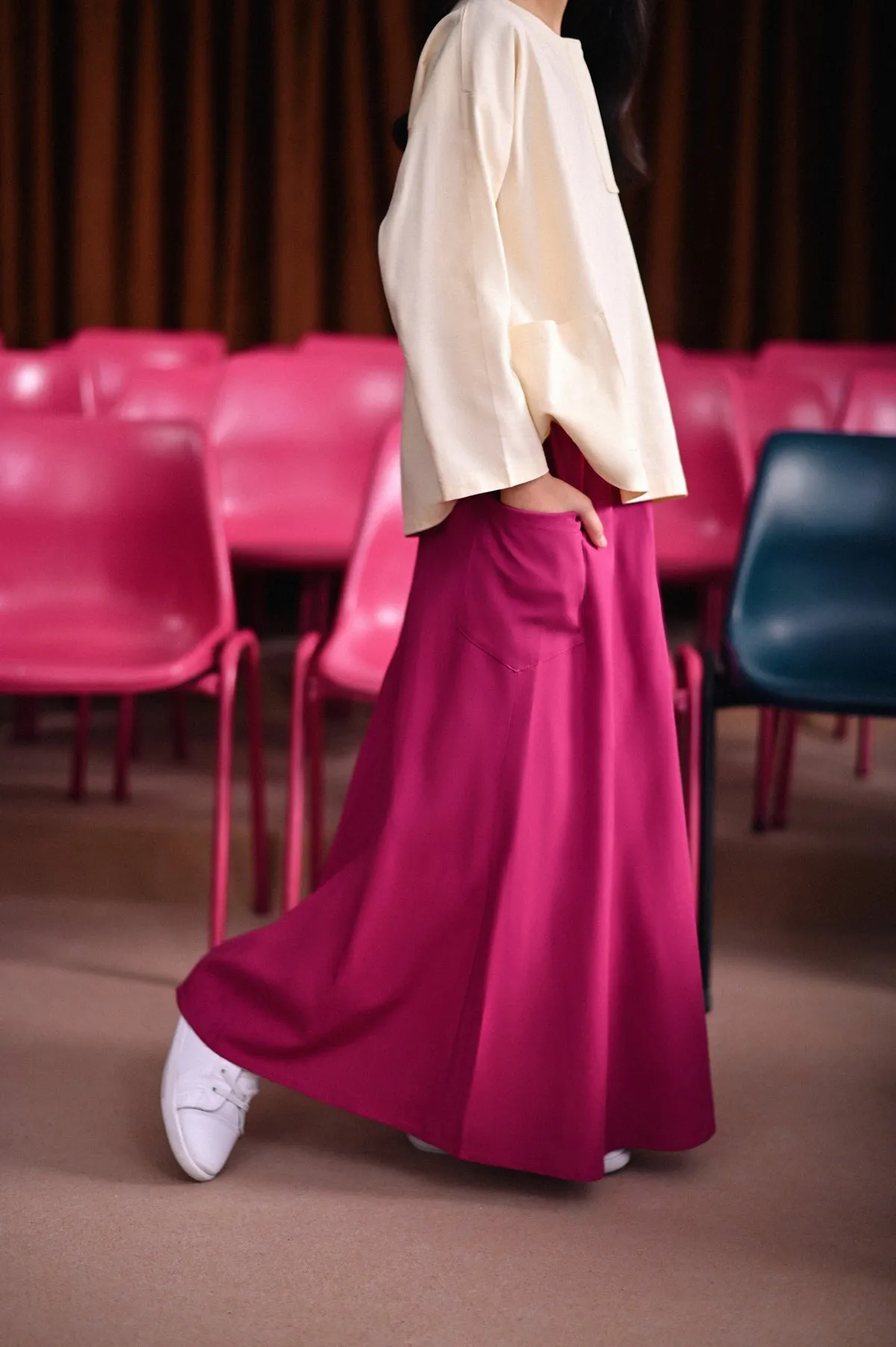 The Dulu Kita Flare Skirt - Fuchsia