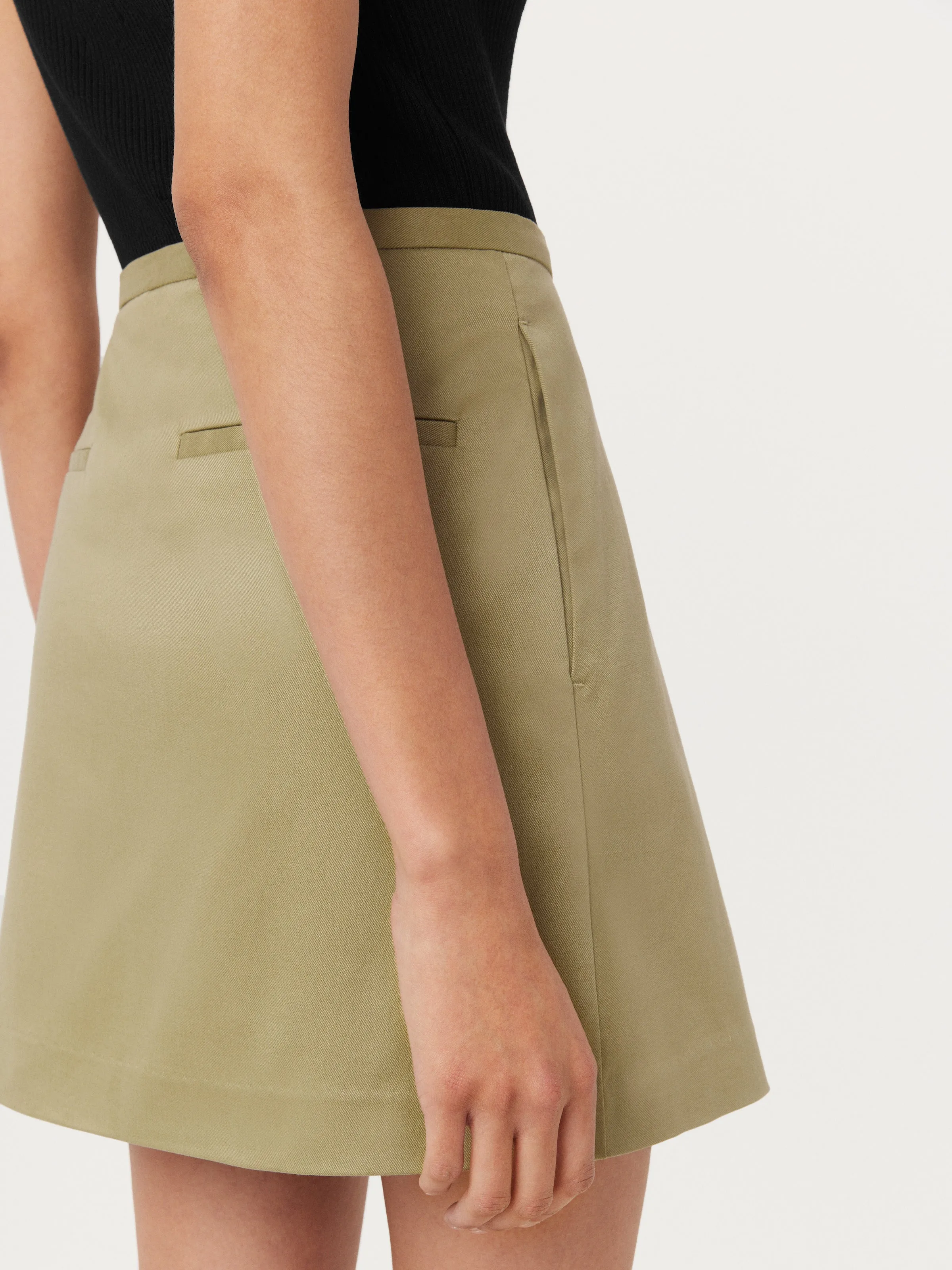 The Wrap Mini Skirt in Green Beige